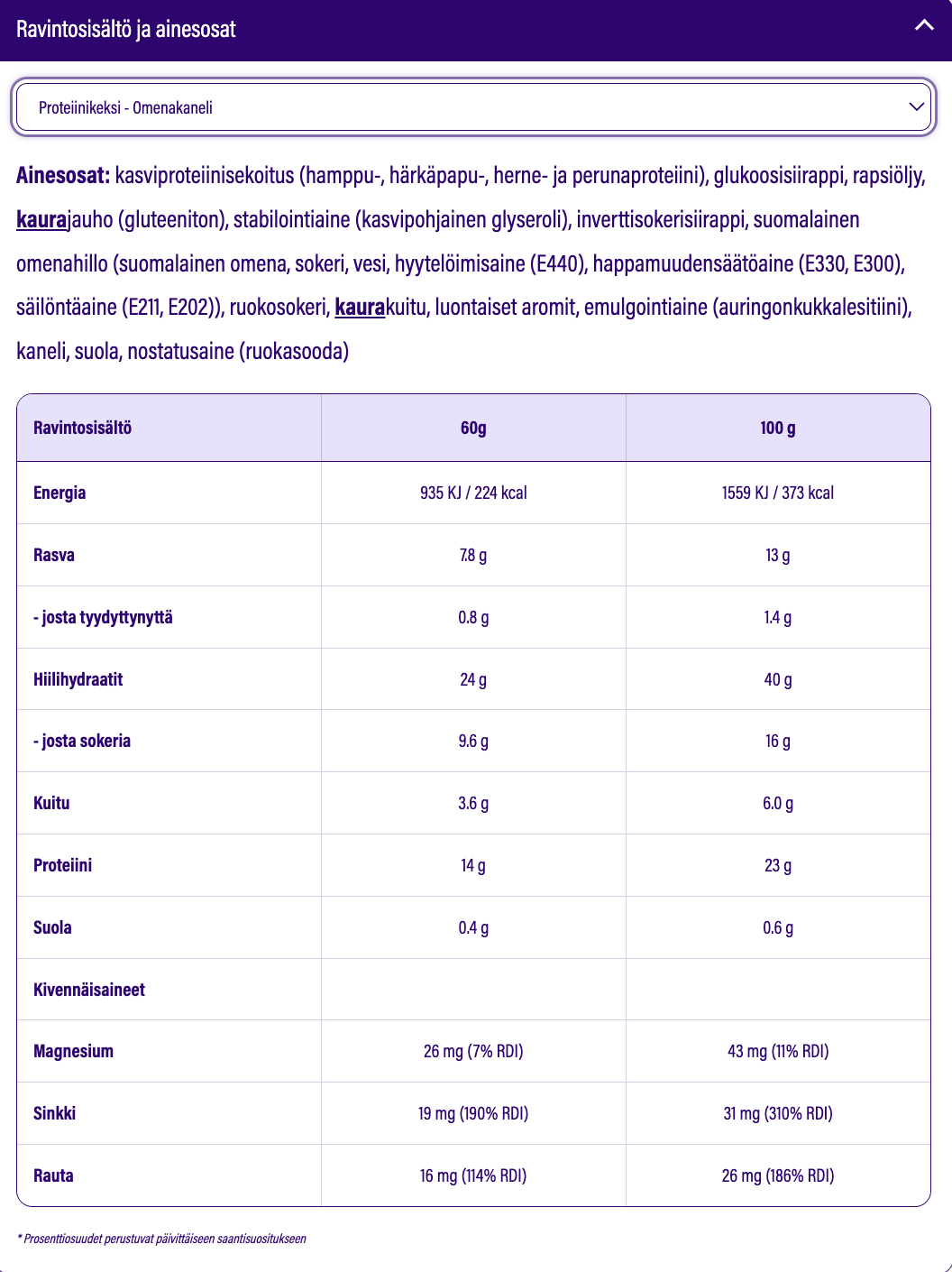 Planet Amino Proteiinikeksi Omenakaneli